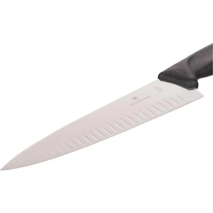 Victorinox Swiss Classic Tranchiermesser, extra breite Klinge, 20 cm Klinge, Kullenschliff, Spülmaschinengeeignet, Geschenkbox, schwarz – Bild 4