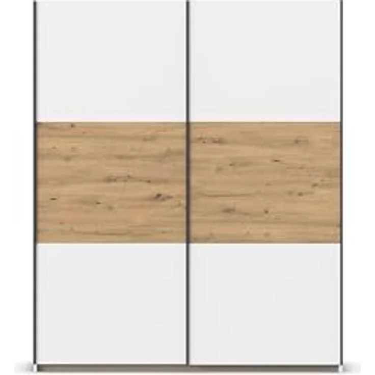 Rauch Möbel Neo, Schwebetürenschrank, Kleiderschrank, Kleiderschränke, Garderobe, Schrank mit Stauraum, 2-türig, Farbe Weiß/Eiche Artisan, 175 x 210 x 59 cm – Bild 8
