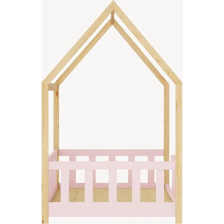 Hausbett Hesel mit Rausfallschutz 80x160 cm Rosa/Natur [en. casa] – Bild 7