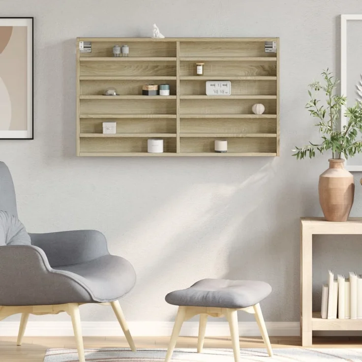 vidaXL Vitrinenschrank Sonoma-Eiche 100x8,5x58 cm Holzwerkstoff 847942 – Bild 2