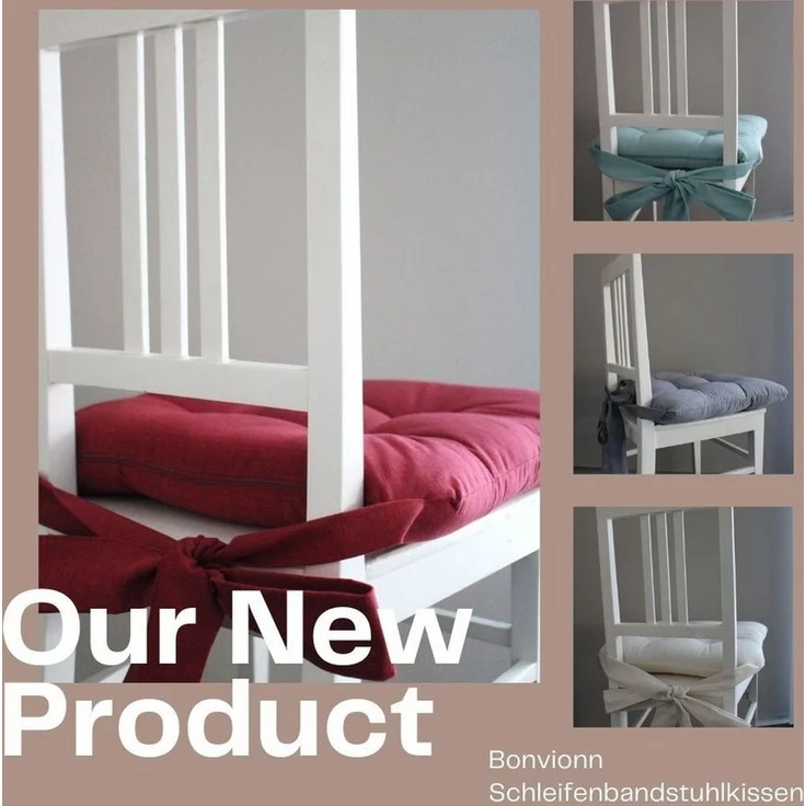 Magma Heimtex Sitzkissen Fino Schleifenband Stuhlauflage Rattanstühle extra dick 2er Set, Schlaufenband – Bild 3