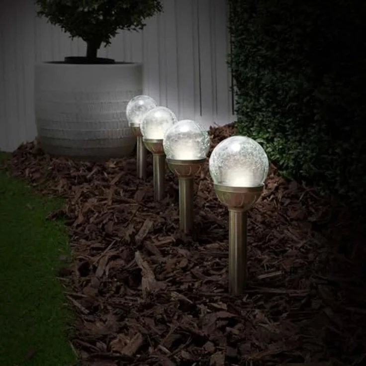 EAXUS LED Solarleuchte 6er Set Solar Gartenleuchte Kugel Leuchte mit Crackle-Licht Solarlampe, LED fest integriert, Farbwechsel, Farbwechsel – Bild 5