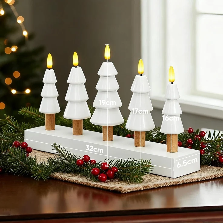 Salcar LED Dekolicht LED Weihnachtskerzenbaum – 5-flammiger Tischdeko-Leuchter Warmweiß, LED Weihnachtskerzen mit flackernden Flammen, batteriebetrieben – Bild 5