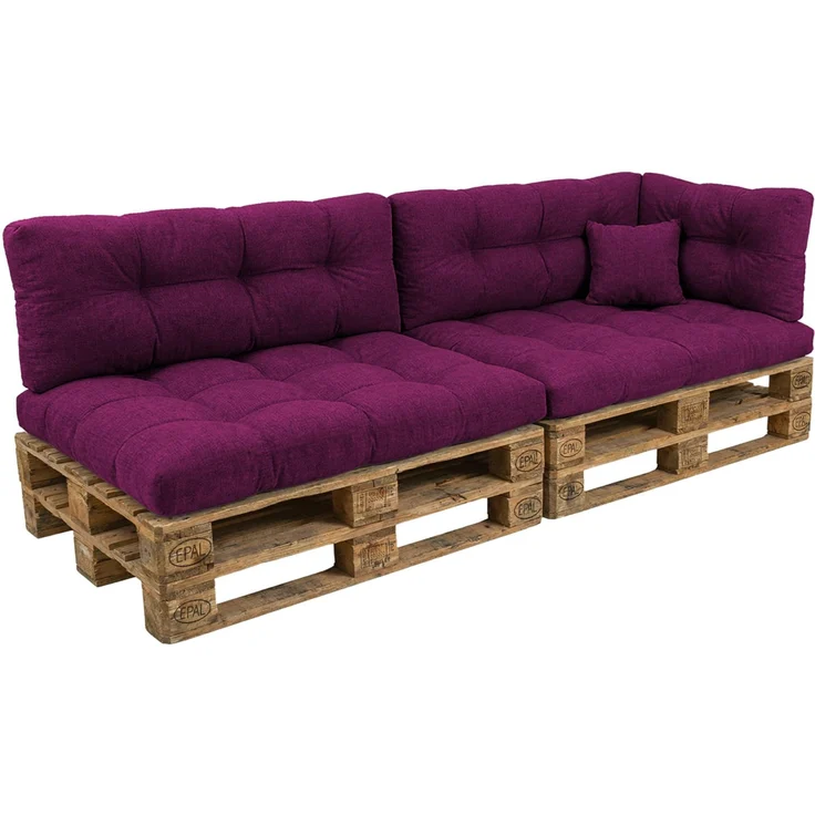 POKAR Palettenkissen Palletenauflagen Palettenpolster Palettensofa Palettenmöbel 6er Set: Sitzkissen 120x80 + Rückenlehne 120x40, Violett