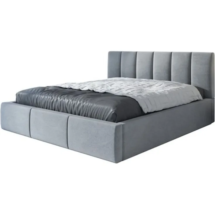 Polsterbett LISI-OM 120x200 mit Bettkasten und Lattenrost. Farbe: Silber 15