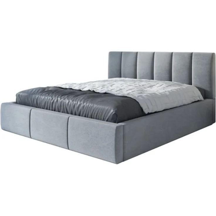 Polsterbett LISI-OM 120x200 mit Bettkasten und Lattenrost. Farbe: Silber 15 – Bild 1