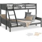 Kinderbett mit 2 Matratzen Etagenbett, Grau Holz, 90x200 und 140x200