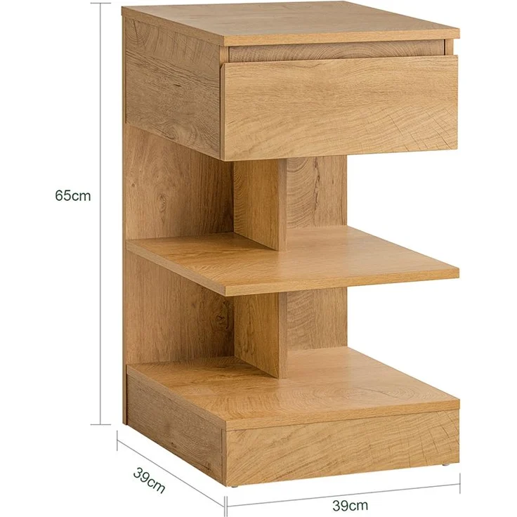 SoBuy FBT49-NX2 Nachttisch 2er Set, Spanplatte, Papierfurnier, Helle Eiche, 39 x 65 x 39 cm – Bild 3