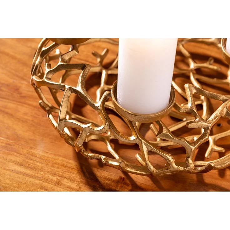 Stilvoller Kerzenständer Kranz CANDELA 38cm gold Aluminium Kerzenhalter – Bild 5