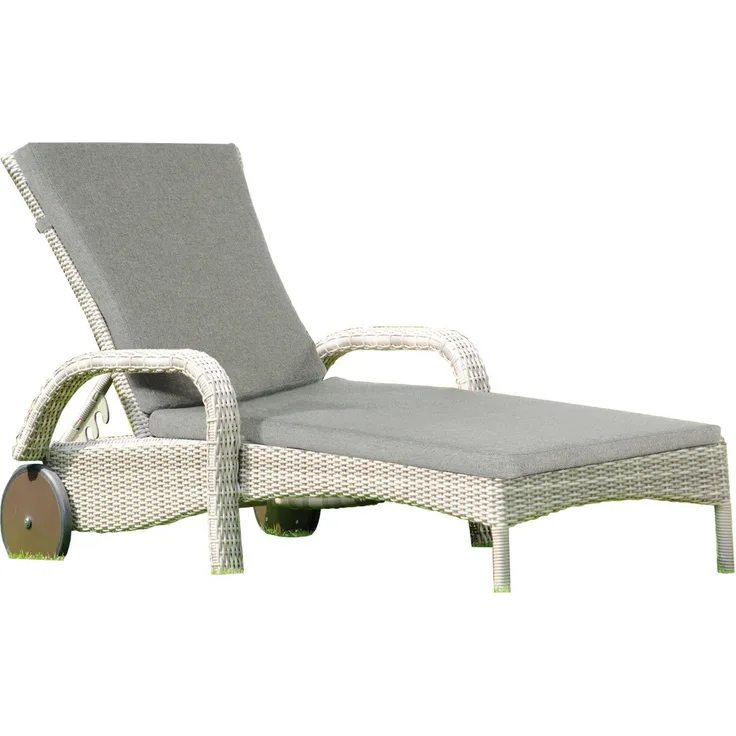 Sonnenpartner Sonnenliege Antigua Aluminium mit Polyrattan white-coral Rollliege mit Auflage