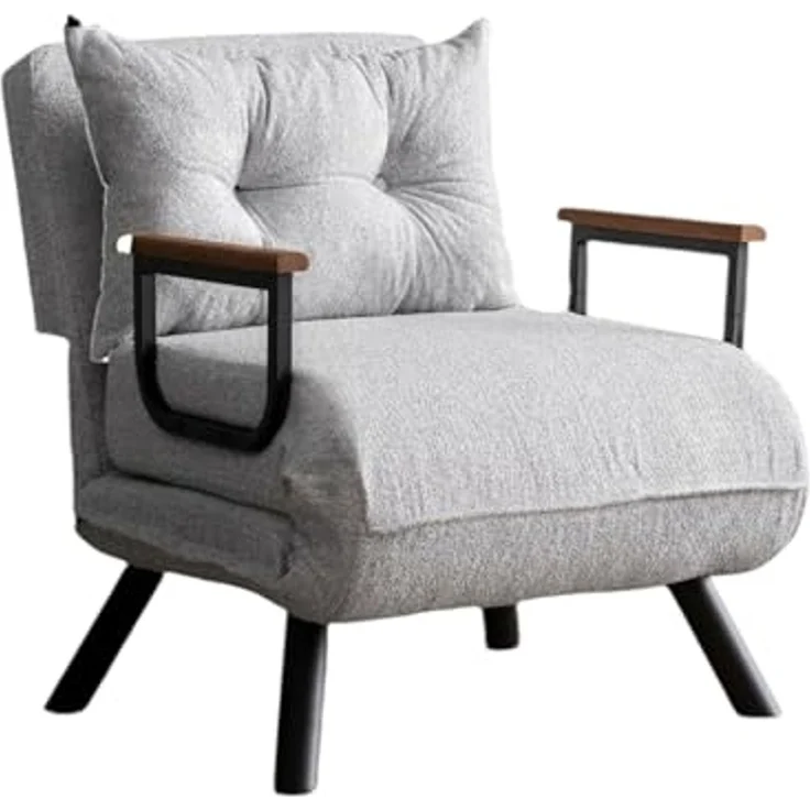 Dmora Poltrona Quaoar, Seduta imbottita, Divano singolo da salotto, Sedia Con braccioli, 60x78 h78 cm, Grigio chiaro – Bild 3