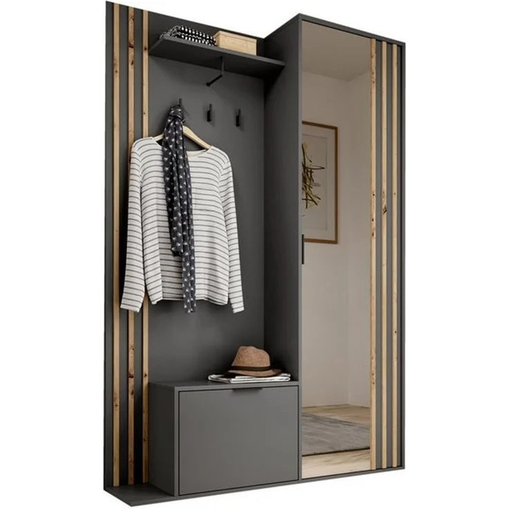 Compleo Garderoben-Set mit Spiegel, Flur Set, (Kleiderbügel, Schuhregal, Schrank), Breite: 131 cm – Bild 3