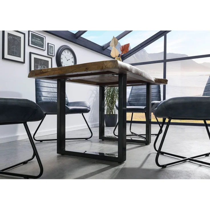 Baumtisch Mango 140x90x77 natur lackiert / U-Beine anthrazit glänzend FREEFORM 5 – Bild 3