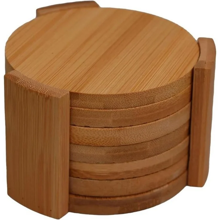 hausleben Glasuntersetzer rund, 11,5 x 11,5 x 7 cm, Bambus, 12-tlg, umweltfreundlich, Natur – Bild 4
