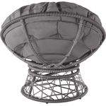 TecTake 800797 Papasansessel mit großem weichem Kissen, drehbarer Rattansessel, Drehsessel mit verstellbaren Füßchen, runder Korbsessel - Diverse Farben - (Grau | Nr. 403553)