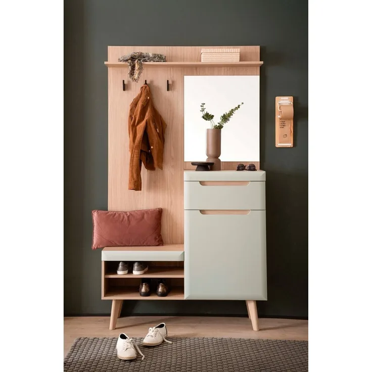 Home affaire Kompaktgarderobe Torge, Garderobe mit Stauraum, Garderobenschrank im Scandic Design in zwei Farben, viel Stauraum, 107 cm breit, für kleine Räume geeignet