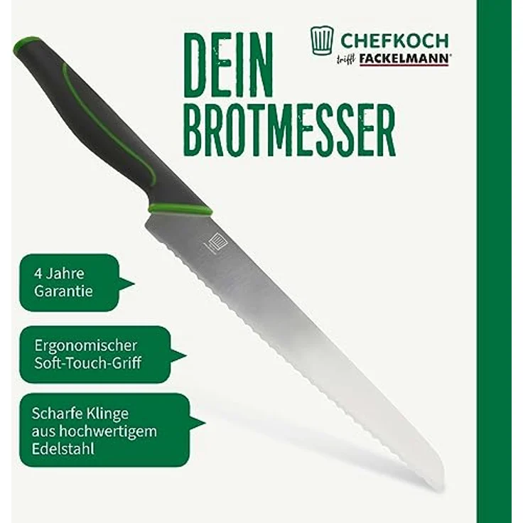 Chefkoch trifft Fackelmann Brotmesser Messer zum mühelosen Schneiden von Brot & hartschaligem Obst & Gemüse – Bild 3