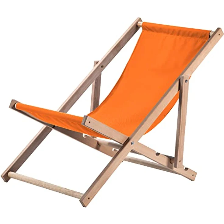 Kadax Holzliegestuhl, Orange, Klappstuhl aus Buchenholz, 53x78 cm, UV- und feuchtigkeitsresistent, bis 120 kg Tragfähigkeit – Bild 1