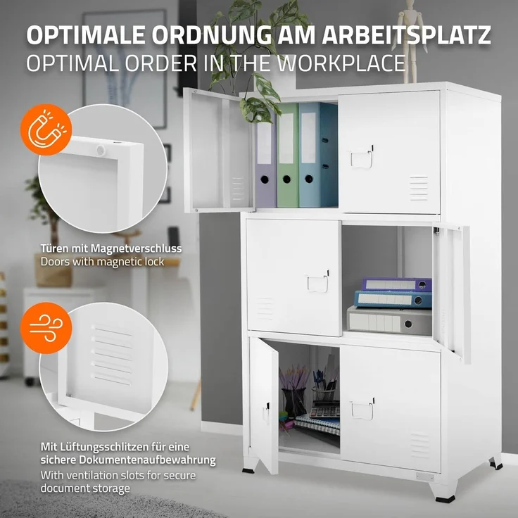 ML-DESIGN Aktenschrank Metallschrank mit Schubladen Aufbewahrungsschrank Mehrzweckschrank (1-St) Lagerschrank Weiß Büroschrank Werkzeugschrank Stahlschrank 75x40x120cm – Bild 6
