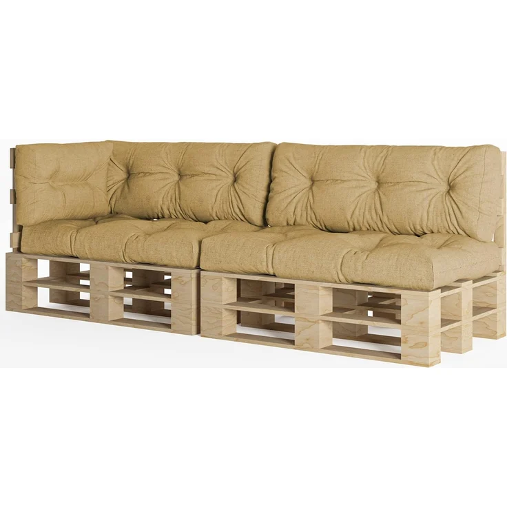 chilly pilley Palettenauflage Schaumflocken palettenkissen Palettenpolster Palettenmöbel Palettensofa Rückenlehne Sitzkissen Seitenkissen Set (5er Set Beige) – Bild 1