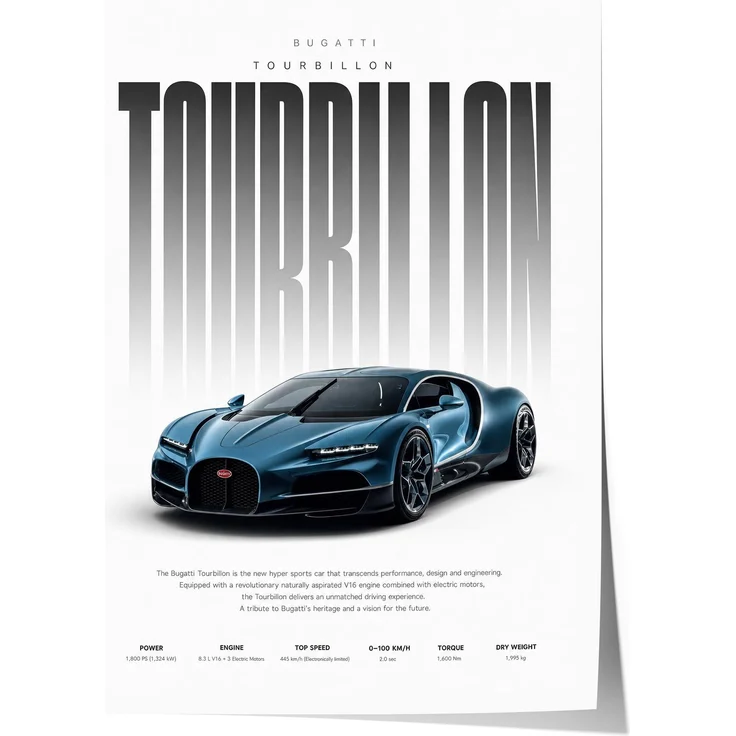 Hypercar Poster Dunkelblau · Geschenkidee · Luxus Sportwagen Wandbild · Deko Print ohne Rahmen - 40x60cm