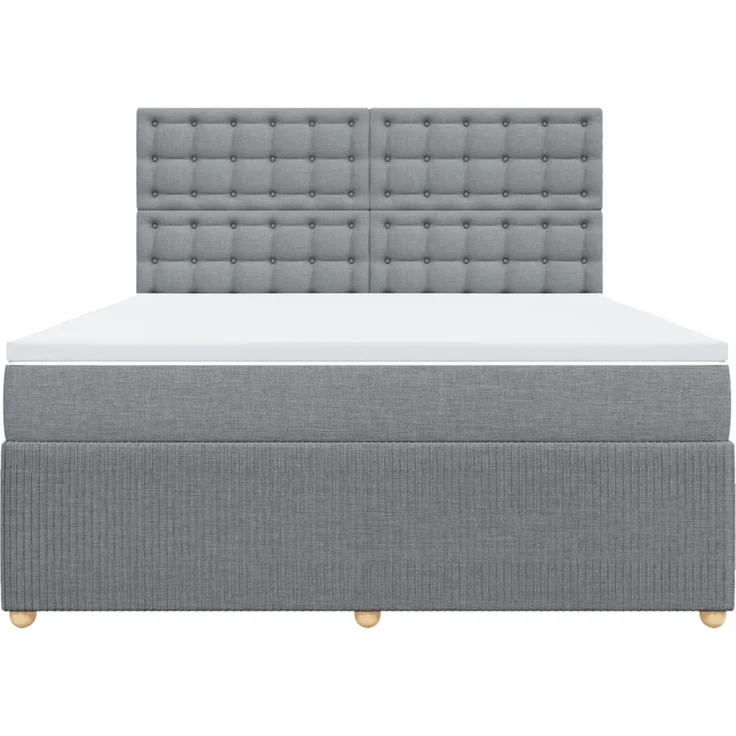 vidaXL Boxspringbett mit Matratze Hellgrau 180x200 cm Stoff 3294449 – Bild 6