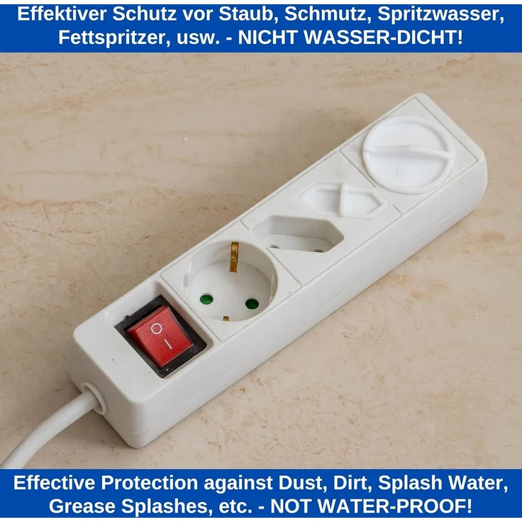 Steckdosen Abdeckung, 4 Stück, in Weiß, aus Silikon, Steckdosenschutz vor Spritzwasser, Staub, Deckel für Eurostecker Typ C Steckdose, Kappe für Öffnungen von Mehrfachstecker, Möbel Steckdosenleiste – Bild 5