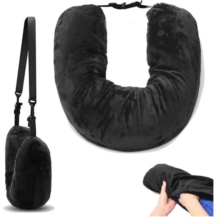 Rutaqian Nackenkissen Reisekissen, Ergonomisches Nackenkissen zum Befüllen mit Kleidung, Befüllbares Schlafkissen, Nackenkissenbezu, 1-tlg, Befüllbares Schlafkissen, Nackenkissenbezu, Tragbares Nacken Stützkissen für Flugzeugstuhl,Auto, Zuhause,Büro,78cm – Bild 4