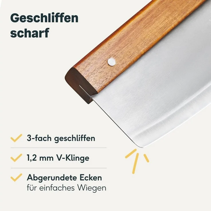 SILBERTHAL Wiegemesser 32cm für Pizza, Flammkuchen, Nüsse und Kräuter – Bild 2