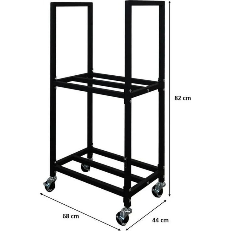 PROREGAL® Kaminholzregal PHOENIX mit Rollen & 2 Ebenen 82x44x28cm Metall Schwarz Holzständer, BxTxH:44x28x82 cm, Holzständer Holzhalter Kaminholzständer Brennholzregal – Bild 3