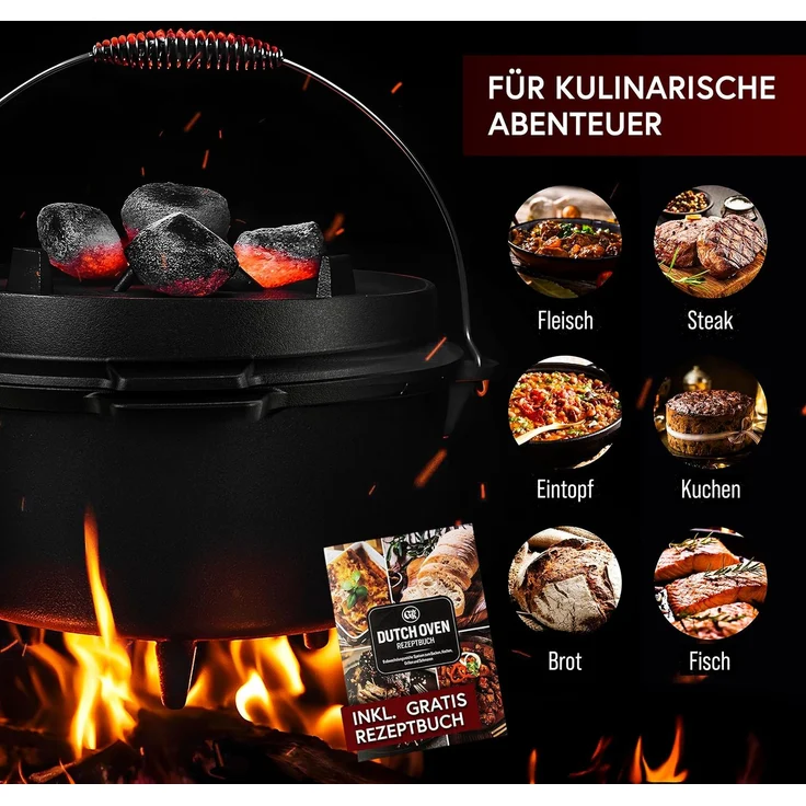 GUSSKÖNIG Dutch Oven Klassisch Topf mit Füßen 4,5L Set – Bild 8