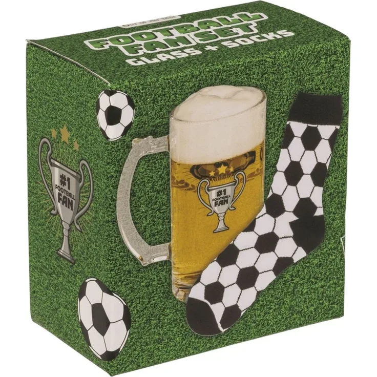 Geschenkset Bierglas und Socken Fußall Fanartikel