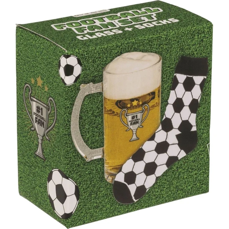 Geschenkset Bierglas und Socken Fußall Fanartikel