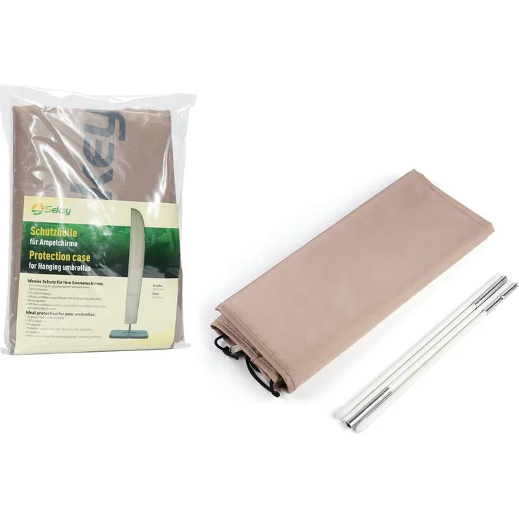 Sekey® Schutzhülle für Ampelschirm/Sonnenschirm,Abdeckhauben für Sonnenschirm,100% Polyester, UV-beständig, Taupe – Bild 3