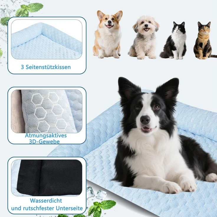 Ledander Hundematte Kühlmatte Hunde Ergonomisch mit Rand, Hundebett Selbstkühlend, Kratzfest, Kühldecke Groß Hunde Welpen Katze Kühlmatte, 30 x 50 cm – Bild 2