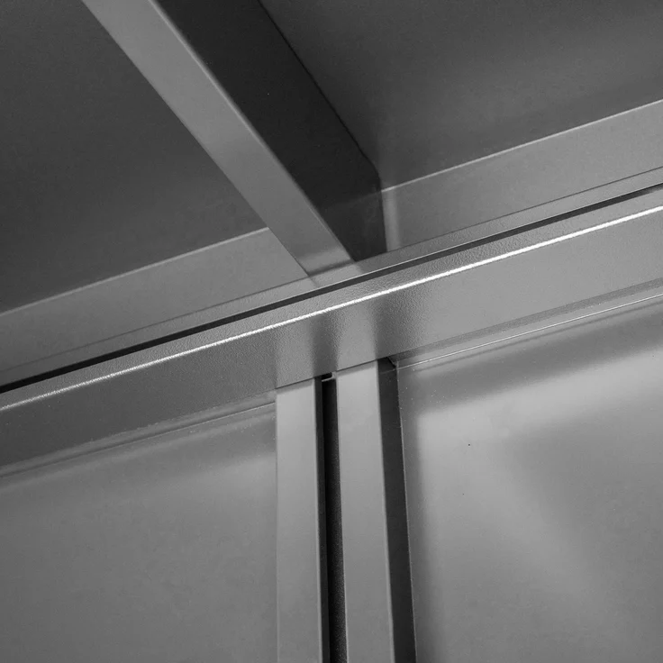 GFP Geräteschrank Metall 135x55x112 cm Gartenschrank Schiebetür anthrazit inkl. Fußboden – Bild 7