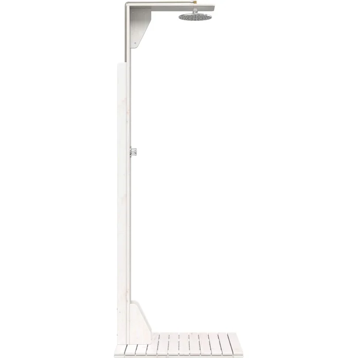 vidaXL Gartendusche 214,5 cm Massivholz Kiefer und Edelstahl Weiß 886345 – Bild 5