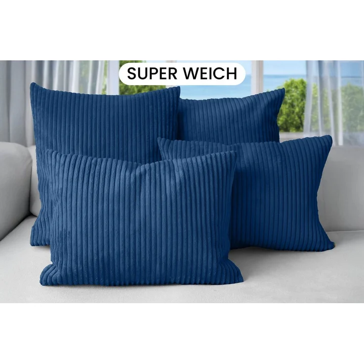 Amilian Dekokissen Sofakissen 4er Set mit Füllung - 2x 45x45 + 2x 35x45 cm, Hotelverschluss, waschbar, formstabil – Bild 2