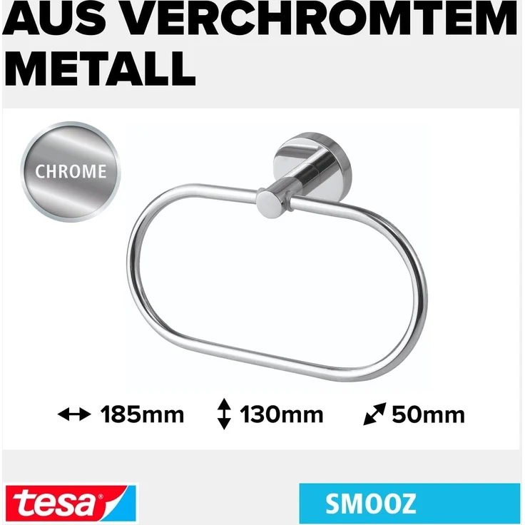 tesa Handtuchring Smooz oval, hochglanz-verchromt – Bild 3