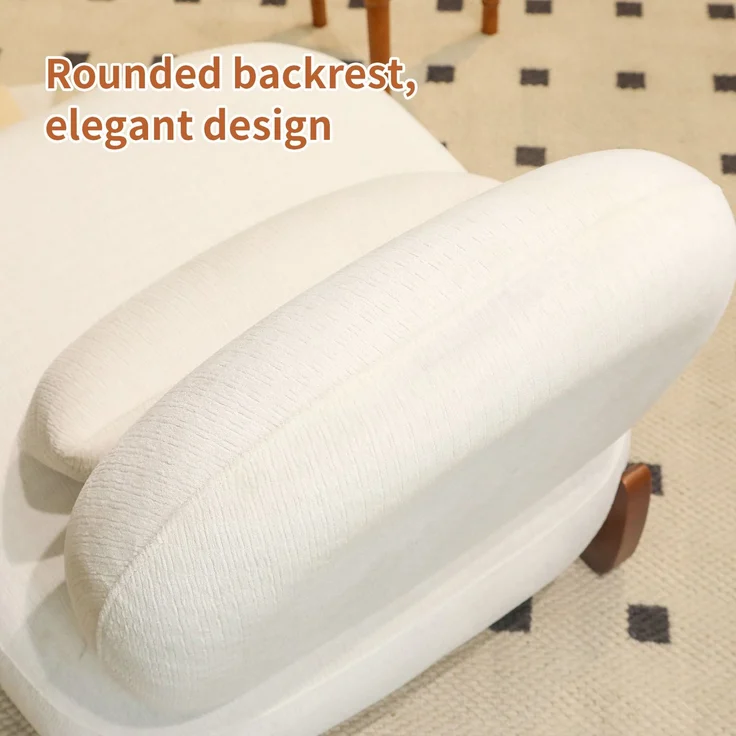 LVHOM Sessel Velvet Glamour mit Holzgestell, Loungesessel mit Kissen, Polstersessel für Wohnzimmer & Schlafzimmer, Skandi-Design, Weiß – Bild 5