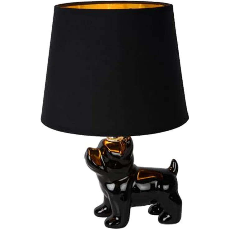 Lucide Sir Winston, Vintage Nachttischlampe mit Bulldoggen-Design und Leinenlampenschirm, 31,5 cm – Bild 6