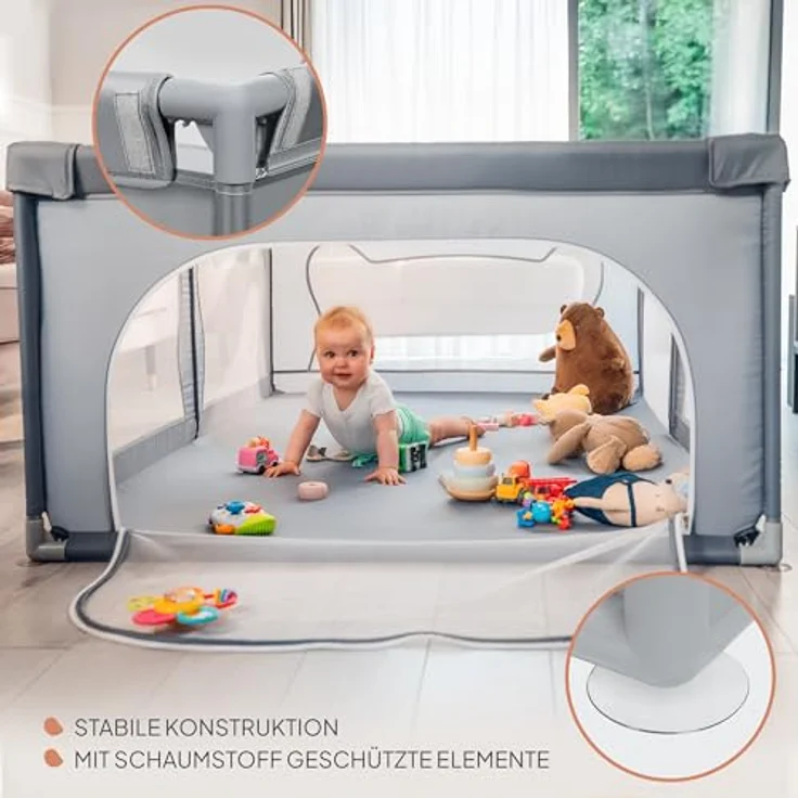 lionelo Laufgitter WILLOW XL oder WILLOW (Set), sehr große Spielfläche, 2 abschließbare Seiteneingänge – Bild 4