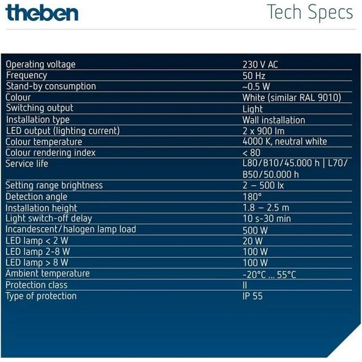 Theben LED-Strahler 17 Watt, ws theLeda S17-100 WH – Bild 4