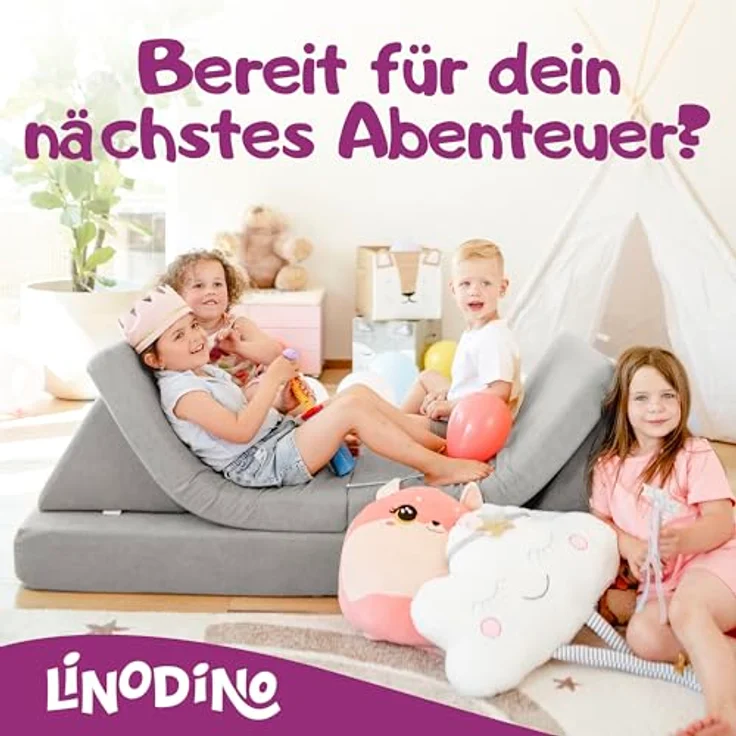 Linodino Kindersofa Spielsofa I aus Schaumstoff Bausteine I Spielcouch für Kinder, Wasserfeste Unterbezüge, Waschbare Chenille Bezüge 30° – Bild 8