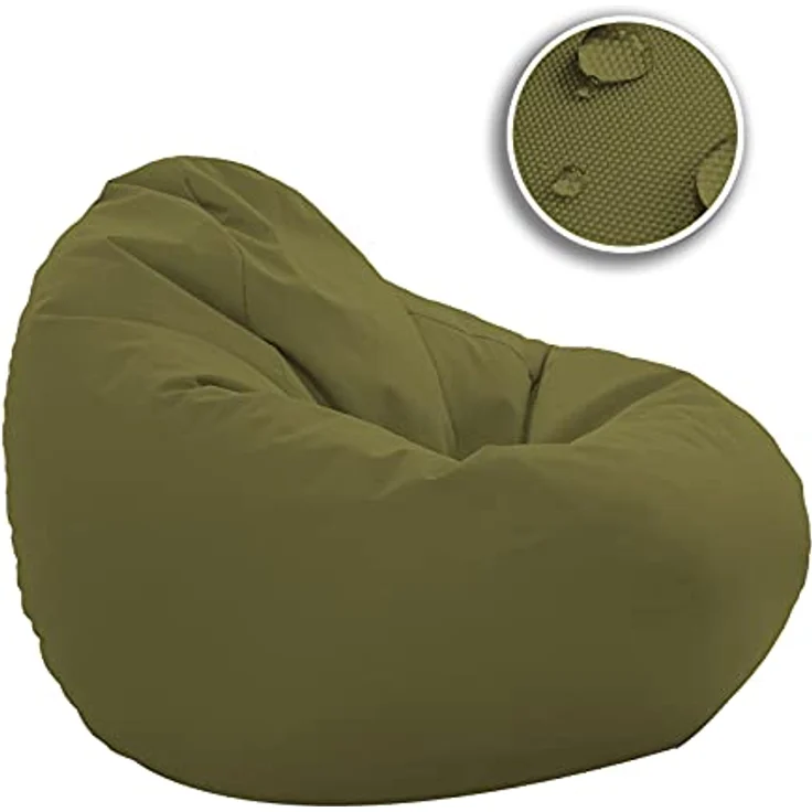 HomeIdeal - Sitzsack XXL Bodenkissen für Erwachsene & Kinder - Geeignet für Gaming oder Entspannen - Indoor wie Outdoor da er Wasserfest ist - mit EPS Perlen, Farbe:Khaki, Größe:XXL – Bild 10