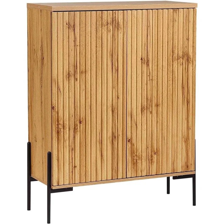 loft24 Highboard Cesar, Schrank mit 2 Türen, Mehrzweckschrank, Eiche Optik, Metallbeine – Bild 1