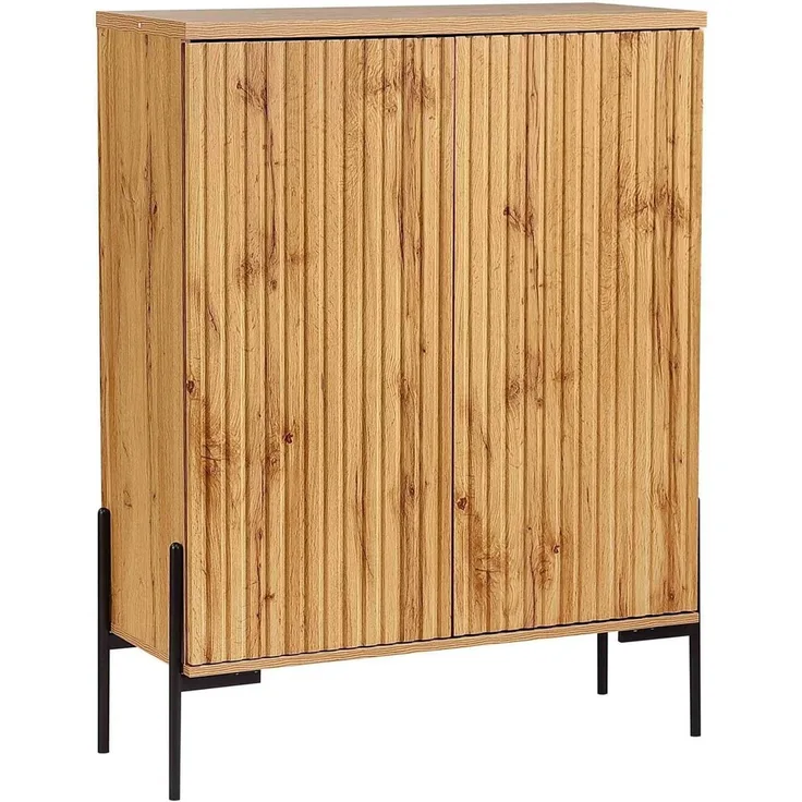 loft24 Highboard Cesar, Schrank mit 2 Türen, Mehrzweckschrank, Eiche Optik, Metallbeine