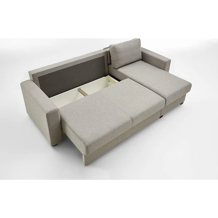 Atlantic Home Collection Dublin Schlafsofa mit Bettkasten, Polyester, Warmes Grau, L-Form Sofa – Bild 8
