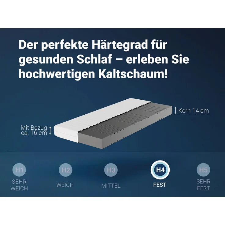 Betten-ABC KSP-500 XXL, Matratze in Härtegrad H4 Kaltschaummatratze in Härtegrad 4, Bezug waschbar, Größe: 90x190 – Bild 3