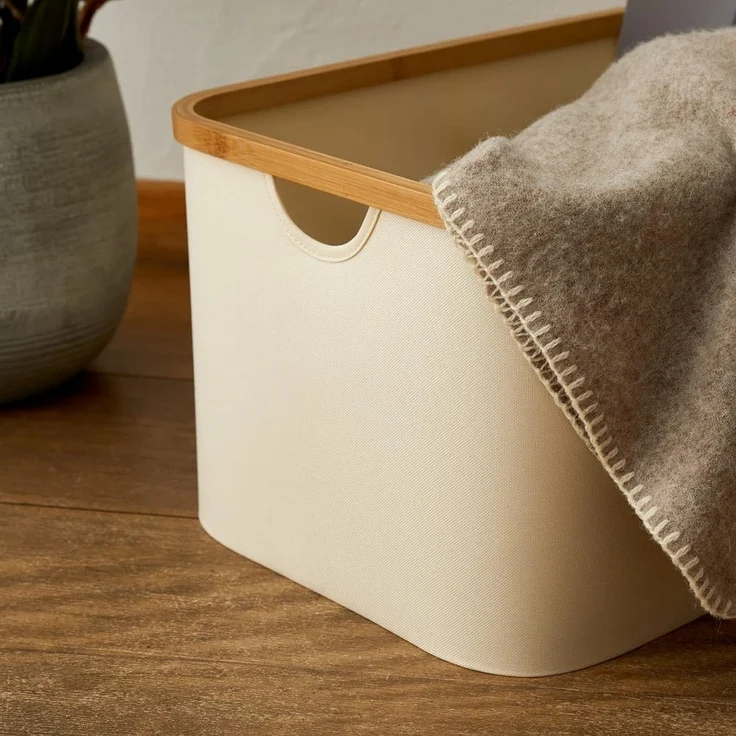 Lumaland Bambus-Aufbewahrungsbox rechteckig 3er-Set grau/blau 54x33x26cm/45x30x23cm/38x26x16cm – Bild 3